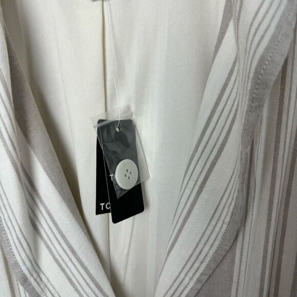 NWT Torrid Linen Striped Blazer White + Beige Coastal Light Size 0 12 Large - Picture 8 of 15
